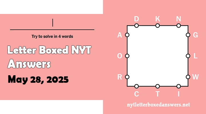 Today's NYT Letter Boxed Answers Wednesday 28 May 2025
