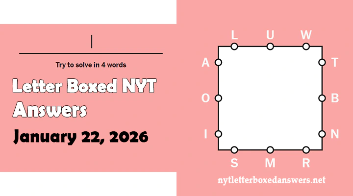 Today's NYT Letter Boxed Answers Thursday 22 January 2026