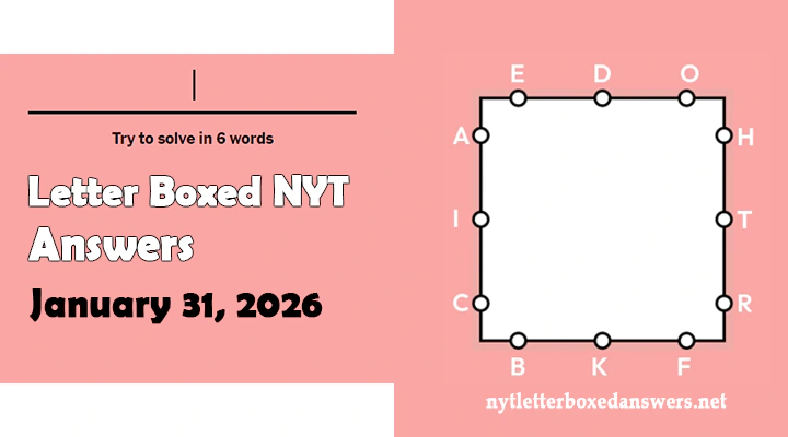 Today's NYT Letter Boxed Answers Saturday 31 January 2026